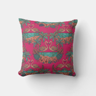 Pink Flamingo Tropical Pillow Cover