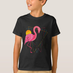 Pink Flamingo Tropical Plants Beach Vacation T-Shirt