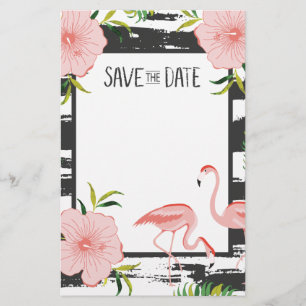 Pink Flamingo Tropical Save The Date Stationery