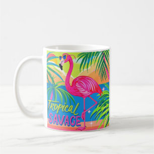 Pink flamingo Tropical standing on one leg Coffee Mug
