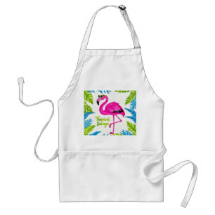 Pink flamingo Tropical  standing on one leg Standard Apron
