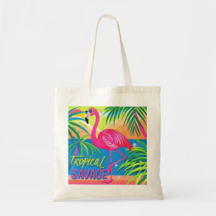 Pink flamingo Tropical standing on one leg Tote Bag