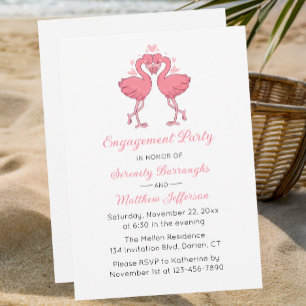 Pink Flamingo Tropical Summer Engagement Party Invitation