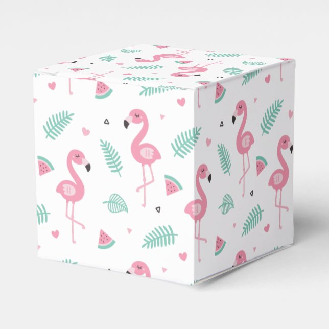 Pink Flamingo Tropical Summer Vibes Party Favours Favour Box (Front Side)