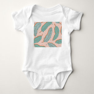 Pink flamingo tropical, summer vintage background. baby bodysuit
