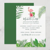 Pink Flamingo Tropical Watercolor 21st Birthday