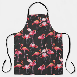 Pink Flamingo: Tropical Watercolor Pattern. Apron