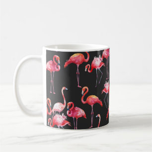 Pink Flamingo: Tropical Watercolor Pattern. Coffee Mug