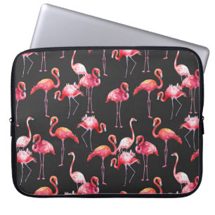 Pink Flamingo: Tropical Watercolor Pattern. Laptop Sleeve
