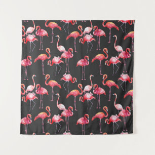 Pink Flamingo: Tropical Watercolor Pattern. Tapestry