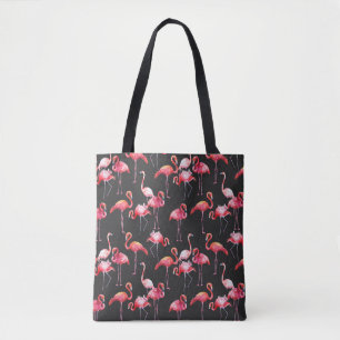 Pink Flamingo: Tropical Watercolor Pattern. Tote Bag