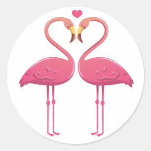 Pink Flamingo Tropical Wedding Luau Hawaiian Classic Round Sticker