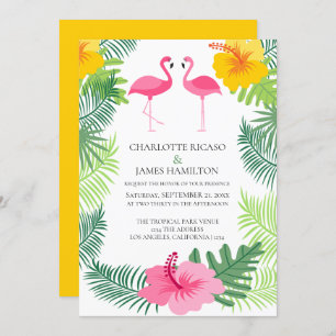 Pink Flamingo Tropical Wedding Personalised Invitation