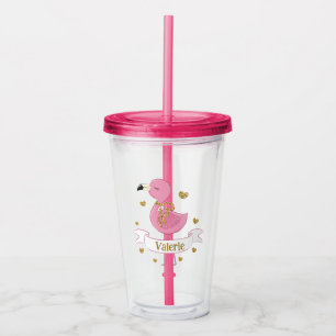Pink Flamingo Tumbler with Custom Name