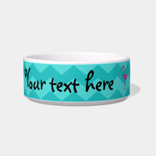 Pink flamingo turquoise chevrons bowl