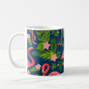 Pink Flamingo: Turquoise Striped Vintage Coffee Mug