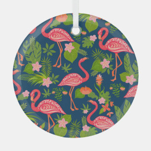 Pink Flamingo: Turquoise Striped Vintage Glass Tree Decoration