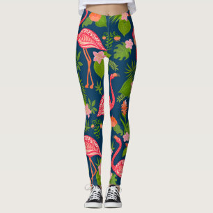 Pink Flamingo: Turquoise Striped Vintage Leggings