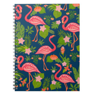 Pink Flamingo: Turquoise Striped Vintage Notebook