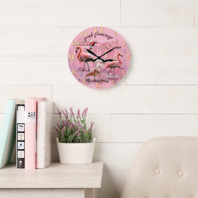Pink Flamingo Typography | Customised Large Clock (Reading Room)