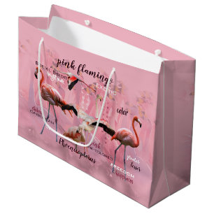 Pink Flamingo Typography Customised Large Gift Bag