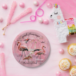Pink Flamingo Typography Customised Paper Plate