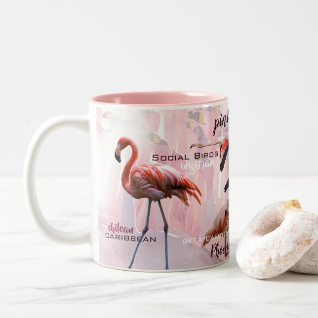 Pink Flamingo Typography | Customised Two-Tone Coffee Mug (With Donut)