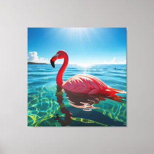 Pink Flamingo Under The Sky Canvas Print