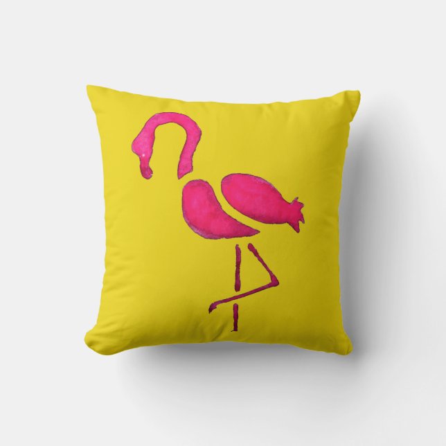 Pink flamingo unique pop art cushion (Front)