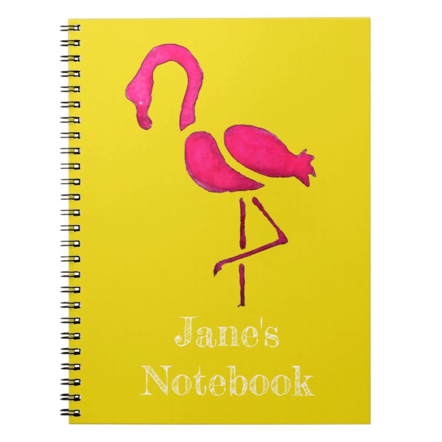 Pink flamingo unique pop art notebook (Front)