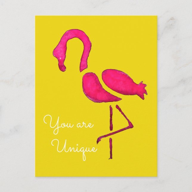 Pink flamingo unique pop art postcard (Front)