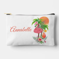 Pink Flamingo Vacation Small Accessory Bag