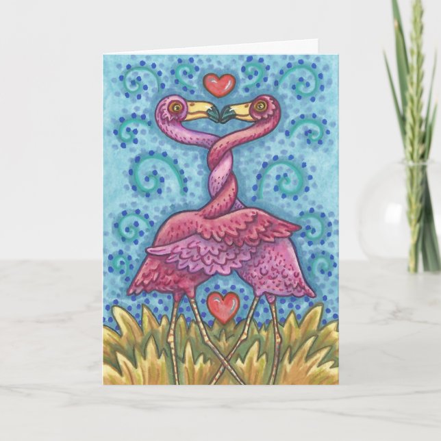 PINK FLAMINGO VALENTINE CARD *Customise (Front)