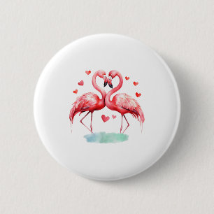 Pink Flamingo Valentine Cute Bird Lovers Girls Wom 6 Cm Round Badge