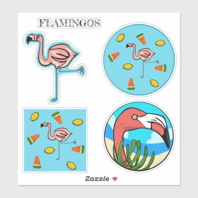 Pink Flamingo Vinyl Stickers (Sheet)