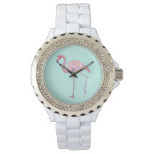 Pink Flamingo Watch - Mint green
