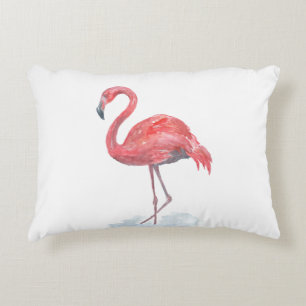 Pink Flamingo, watercolor . Decorative Cushion