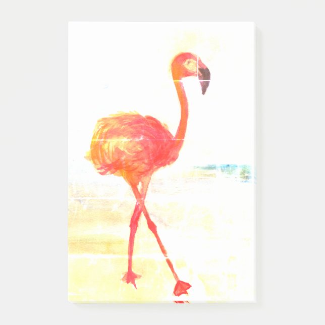 Pink Flamingo Watercolor Drawing Post-it Notes (Front)