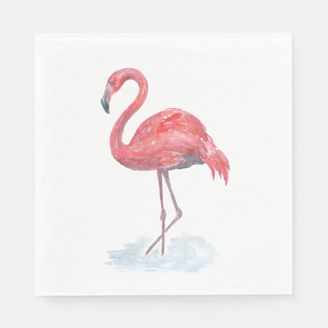 Pink Flamingo, watercolor . Napkin (Front)