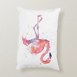 Pink Flamingo Watercolor Pillow