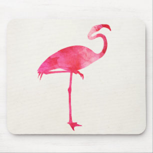 Pink Flamingo Watercolor Silhouette Florida Birds Mouse Mat