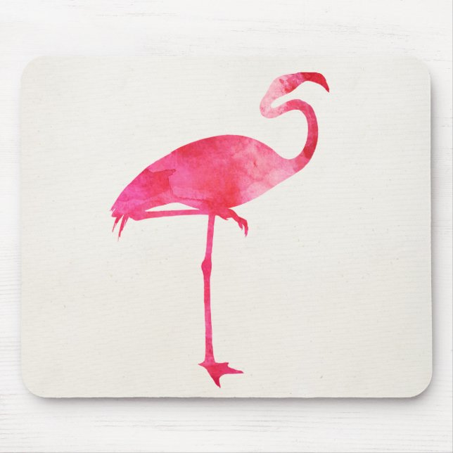 Pink Flamingo Watercolor Silhouette Florida Birds Mouse Mat (Front)