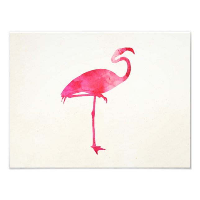 Pink Flamingo Watercolor Silhouette Florida Birds Photo Print (Front)