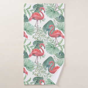 Pink Flamingo, watercolor . Wash Cloth
