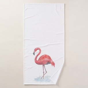 Pink Flamingo, watercolor . Wash Cloth