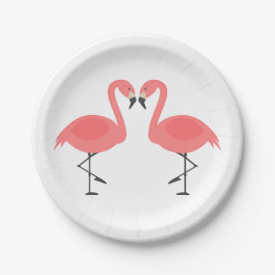 Pink Flamingo Wedding Bridal Shower Love Luau Paper Plate
