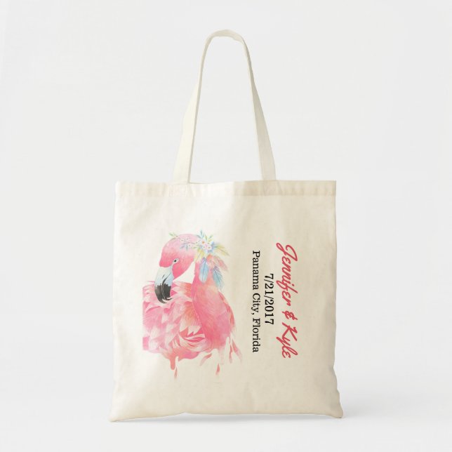 Pink Flamingo Wedding favour Tote Bag (Front)