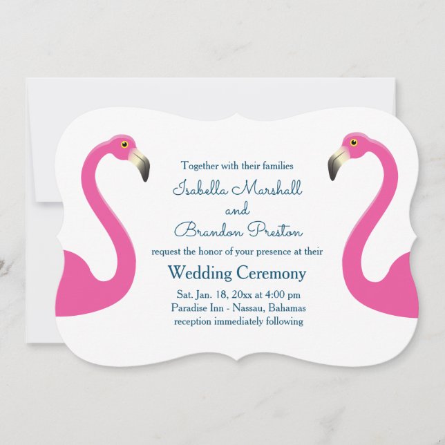 Pink Flamingo Wedding Invitation (Front)