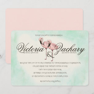 Pink Flamingo Wedding Invitation