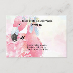 Pink Flamingo Wedding RSVP Card